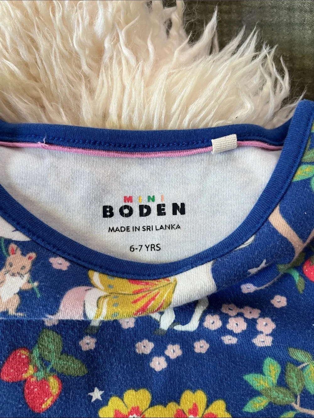 Mini Boden Navy Floral & Unicorn Dress